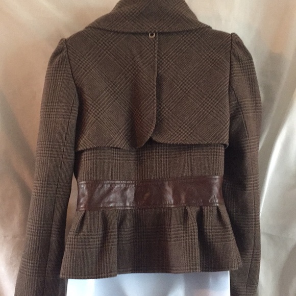 Mackage brown plaid wool w leather accents SP - Picture 5 of 5